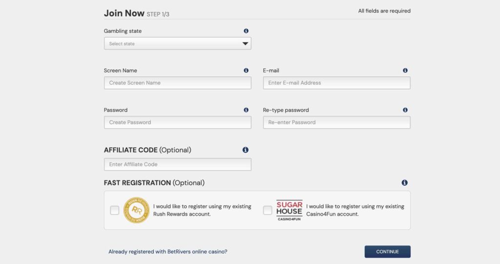 BetRivers Sign up instruction