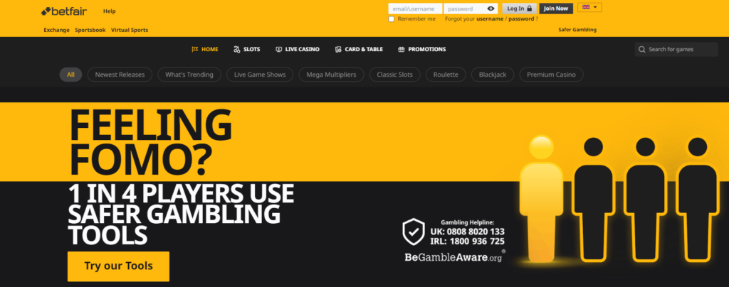 Betfair Casino Website