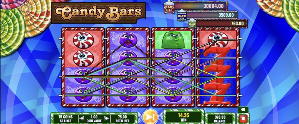 Candy Bars Slot's Main Screen