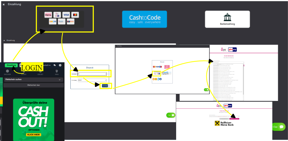 Einzahlung mit EPS und Giropay