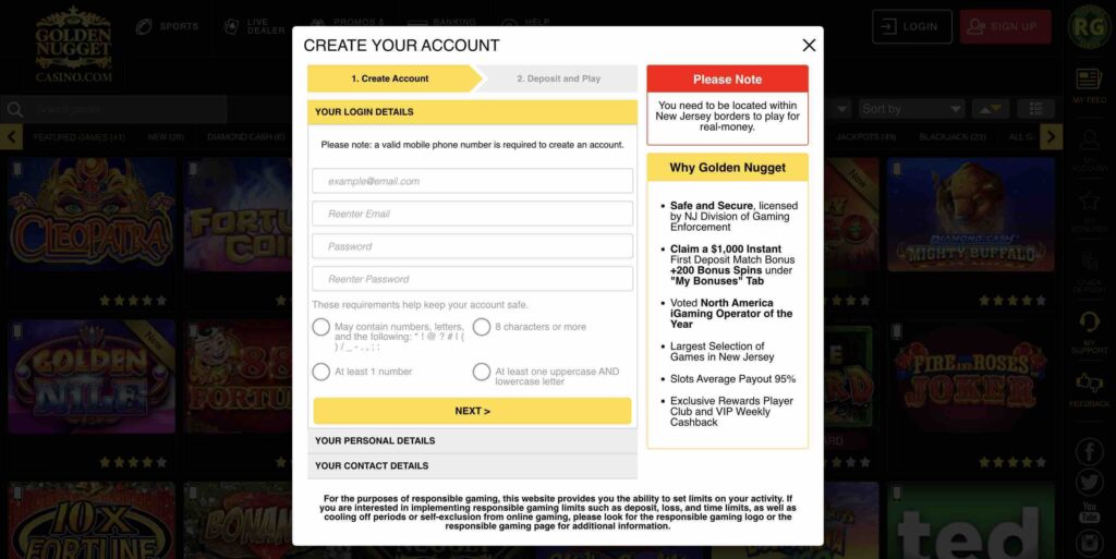 Golden Nugget Casino Registration