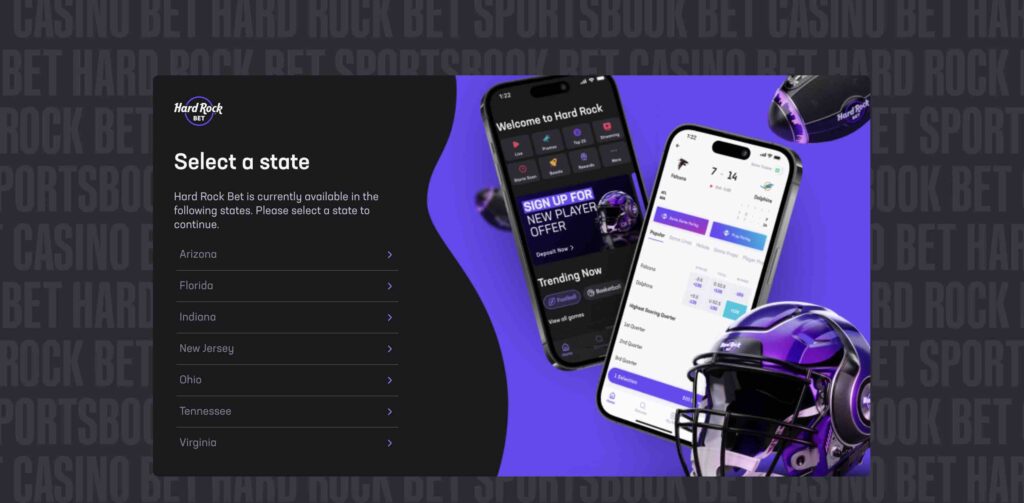 Hard Rock Bet select a state
