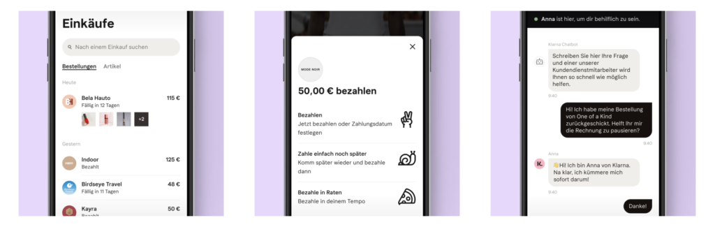 Einzahlungen mit Klarna