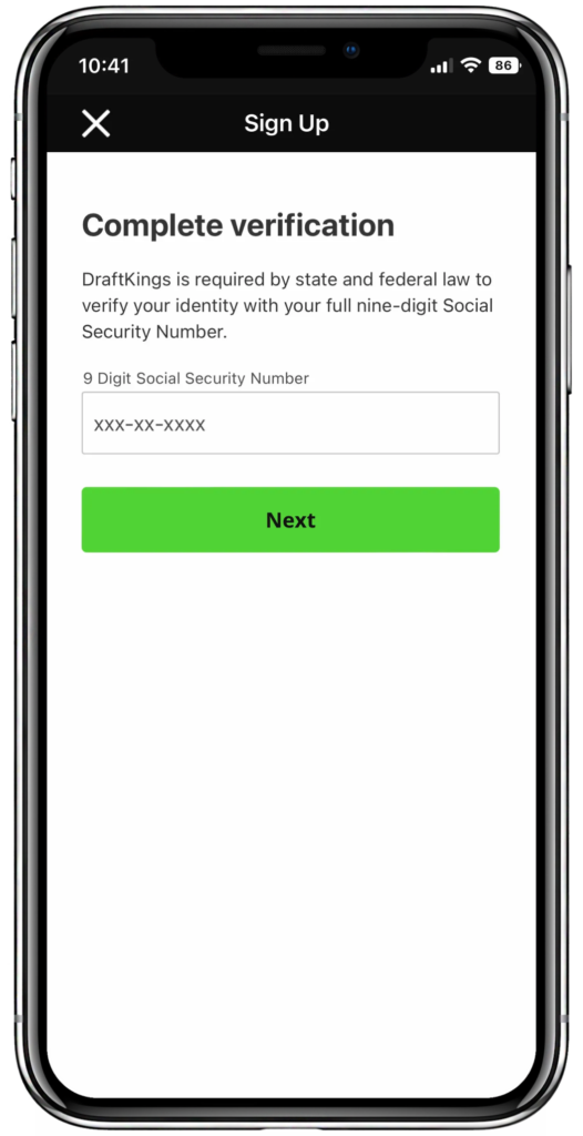 DraftKings SSN verification