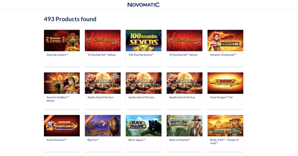 Spielangebot von Novoline