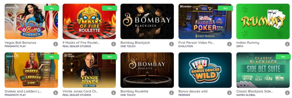 PlaYouWin Casino Tischspiele