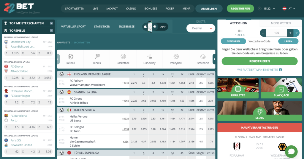 22bet Sportwetten