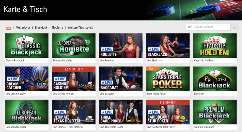 PokerStars Casino Tischspiele