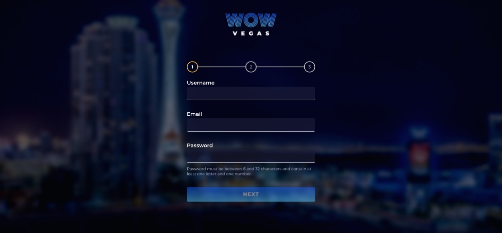 WOW Vegas Casino Register