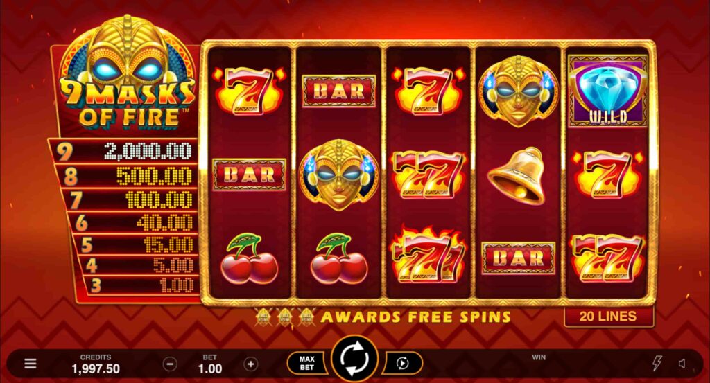 9 Masks of Fire Slot Main Screen