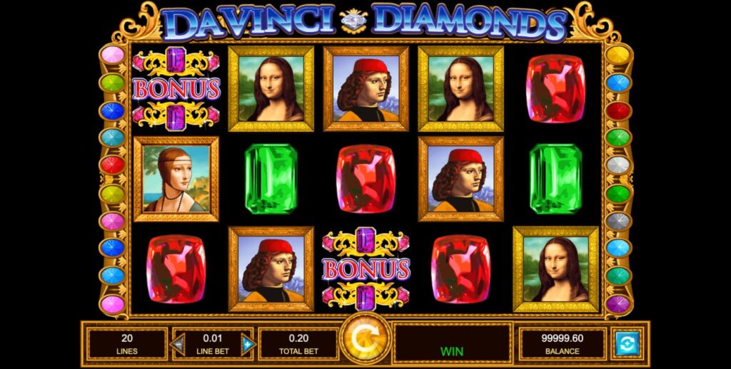 Da Vinci Diamonds Slot Main Screen