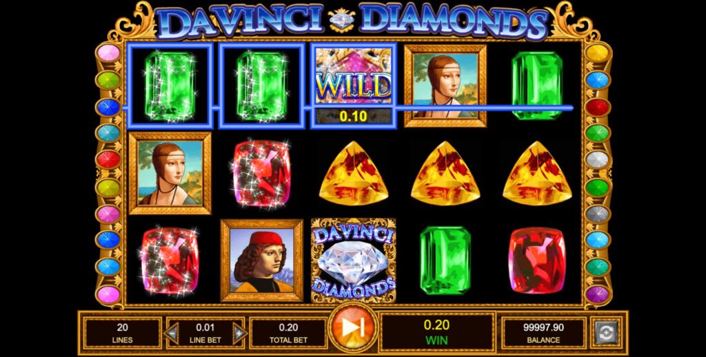 Da Vinci Diamonds Tumbling Reels Feature