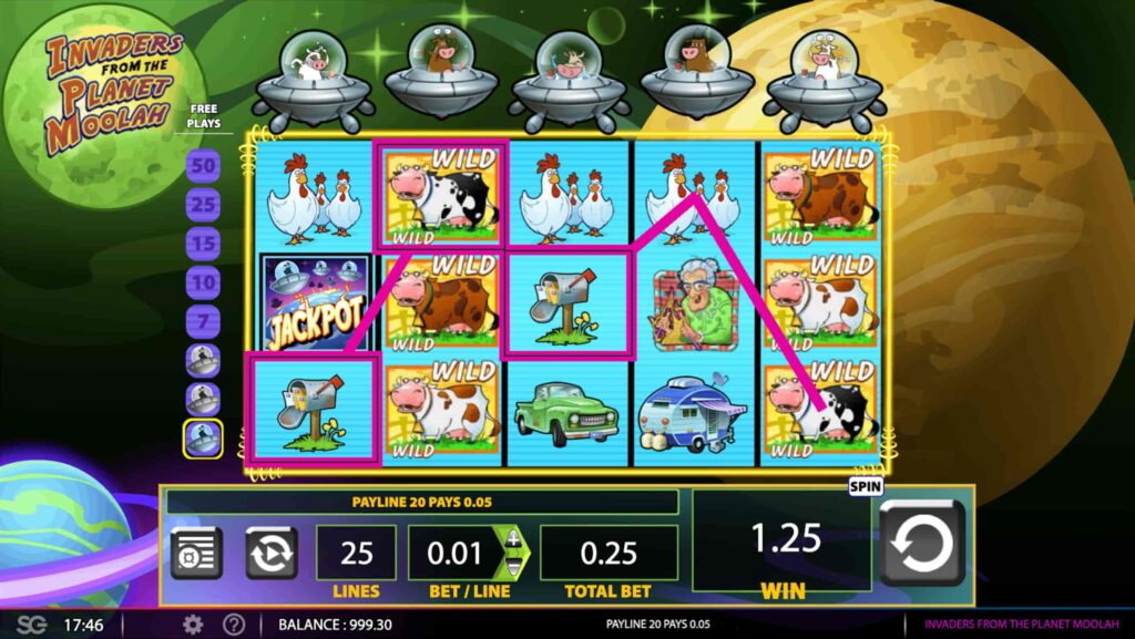 Invaders From The Planet Moolah Winning Screen