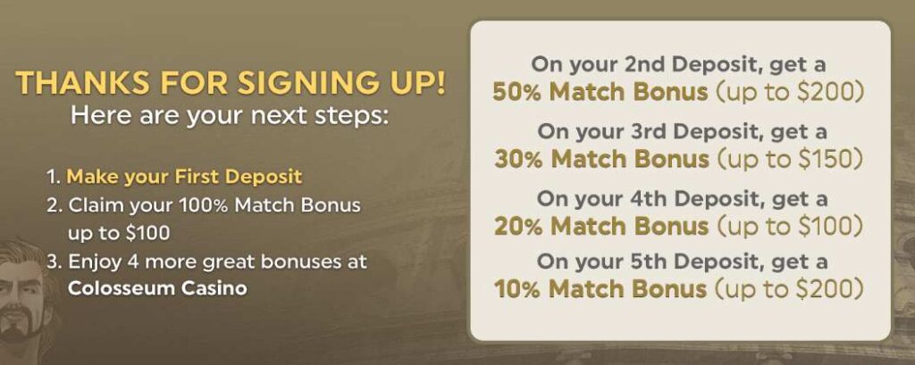 Welcome Colosseum Casino Bonuses