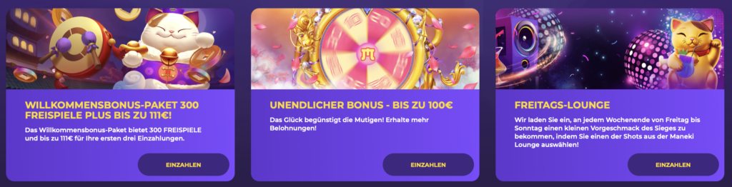 Maneki Casino Wilkommens Promotionen