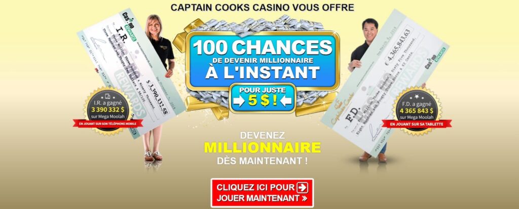 Bonus de bienvenue de Captain Cooks casino