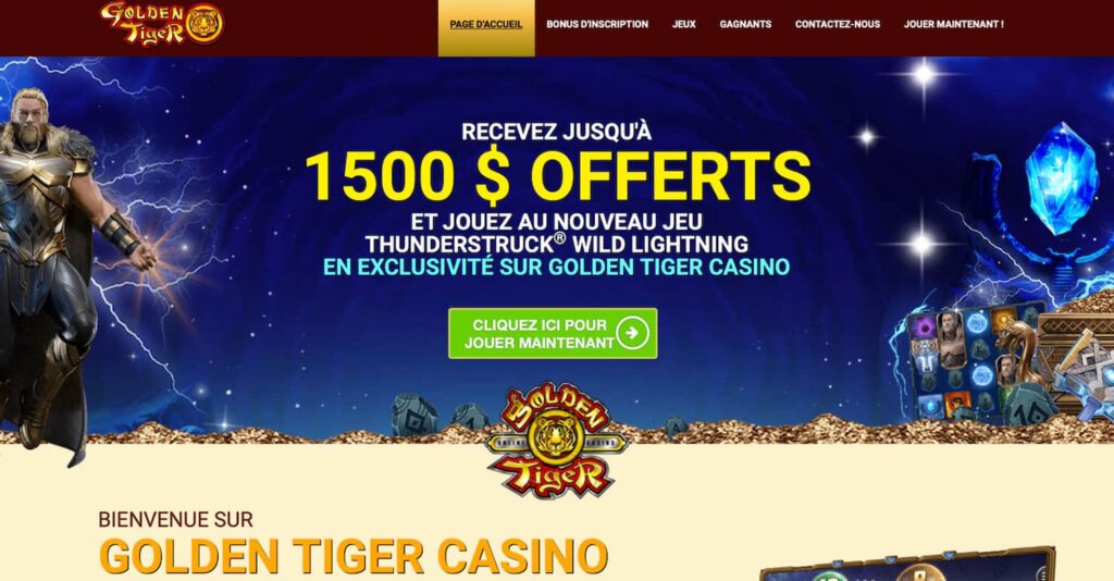 Bonus de bienvenue Golden Tiger