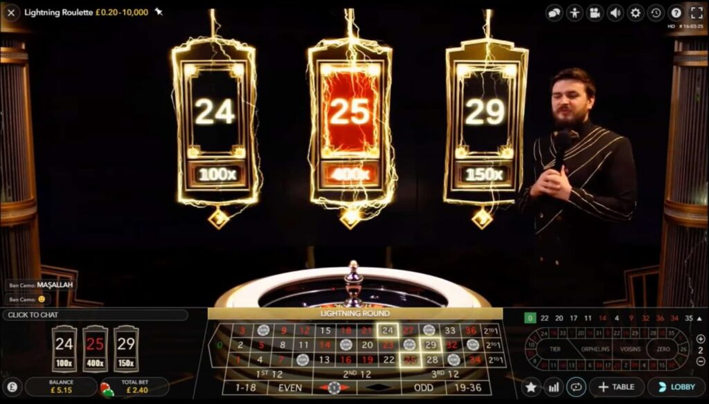 Live Lightning Roulette Gameplay