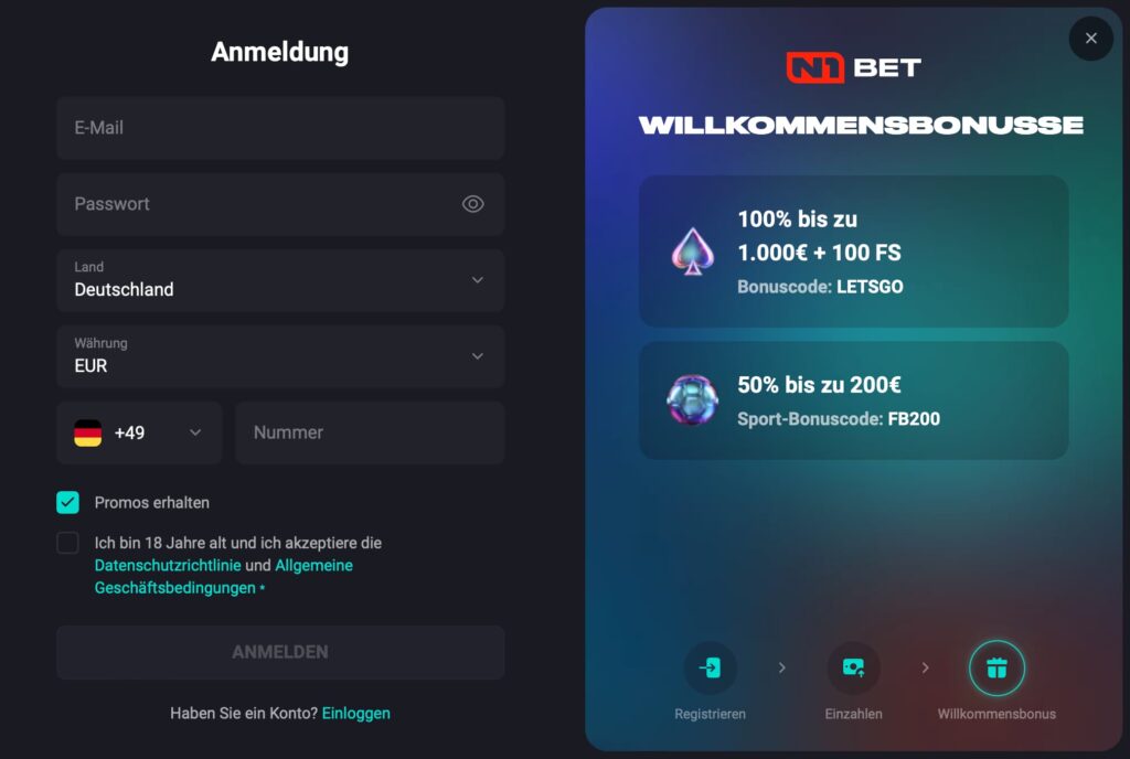 N1 Bet Anmeldung