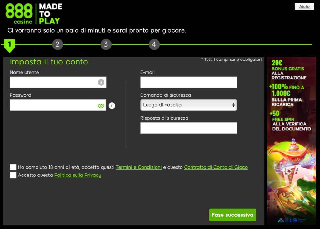 888 Casino Registrati