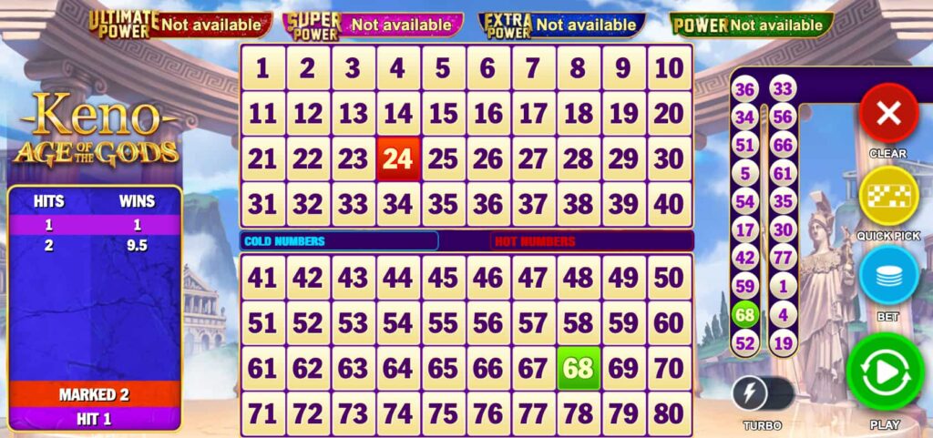 Age of the Gods Keno